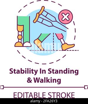 Stability in standing and walking concept icon Stock Vector