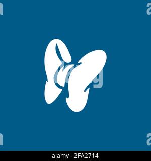 Bow Icon On Blue Background. Blue Flat Style Vector Illustration. Stock Vector