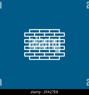 Brick Wall Line Icon On Blue Background. Blue Flat Style Vector Illustration. Stock Vector