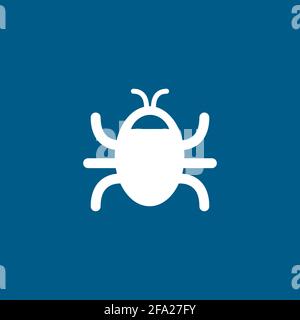 Bug Icon On Blue Background. Blue Flat Style Vector Illustration. Stock Vector
