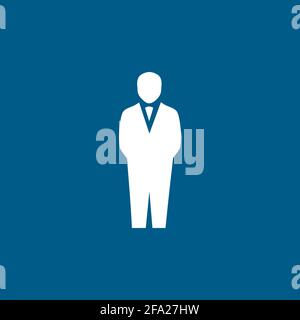 Businessman Icon On Blue Background. Blue Flat Style Vector Illustration. Stock Vector
