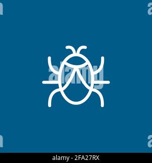 Bug Line Icon On Blue Background. Blue Flat Style Vector Illustration. Stock Vector