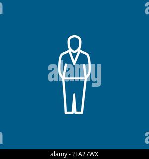 Businessman Line Icon On Blue Background. Blue Flat Style Vector Illustration. Stock Vector