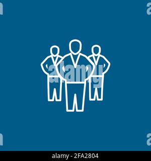 Businessman Line Icon On Blue Background. Blue Flat Style Vector Illustration. Stock Vector