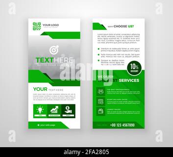 Double-sided DL flyer design. Brochure or flyer template. Layout with modern elements and photo space. Stock Vector