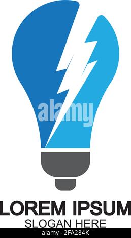 Bulb energy thunder bolt concept logo icon vector template Stock Vector