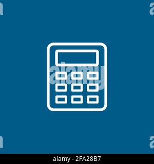 Calculator Line Icon On Blue Background. Blue Flat Style Vector Illustration. Stock Vector