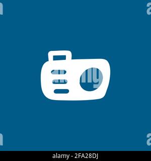Camera Icon On Blue Background. Blue Flat Style Vector Illustration. Stock Vector