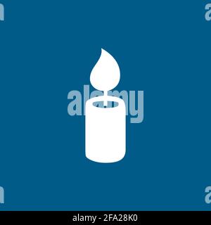 Candle Icon On Blue Background. Blue Flat Style Vector Illustration. Stock Vector