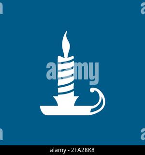 Candle Icon On Blue Background. Blue Flat Style Vector Illustration. Stock Vector
