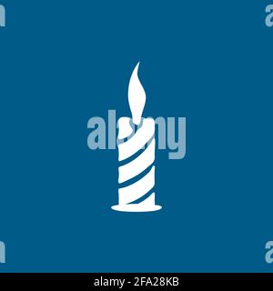 Candle Icon On Blue Background. Blue Flat Style Vector Illustration. Stock Vector