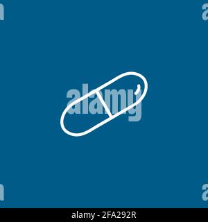 Capsule Line Icon On Blue Background. Blue Flat Style Vector Illustration. Stock Vector