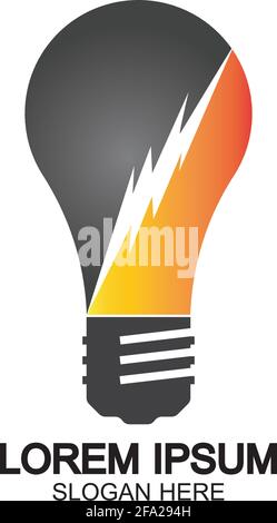 Bulb energy thunder bolt concept logo icon vector template Stock Vector