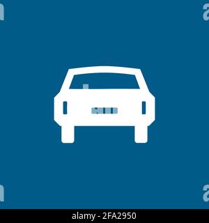 Car Icon On Blue Background. Blue Flat Style Vector Illustration. Stock Vector