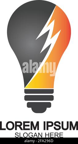 Bulb energy thunder bolt concept logo icon vector template Stock Vector