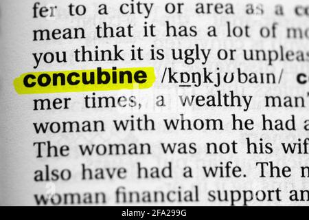 Highlighted word concubine concept and meaning Stock Photo - Alamy