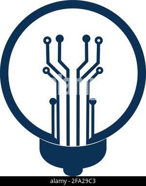 Light bulb idea icon with circuit board inside. Stock Vector