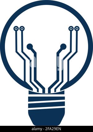 Light bulb idea icon with circuit board inside. Stock Vector