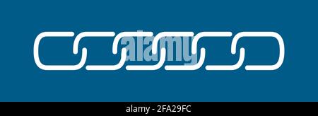 Chain Link Line On Blue Background. Blue Flat Style Vector Illustration. Stock Vector