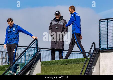 Club Brugge's Hans Vanaken and team-mates warm up before the UEFA ...