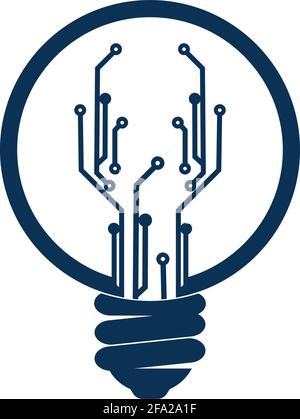 Light bulb idea icon with circuit board inside. Stock Vector