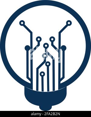 Light bulb idea icon with circuit board inside. Stock Vector