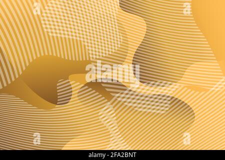 Abstract background with colorful fluid shapes, golden gradient waves, dynamical forms. Design for poster, banner, card. Abstract liquid illustration Stock Vector