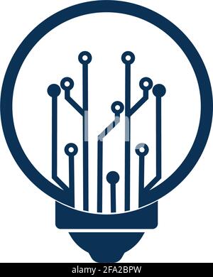 Light bulb idea icon with circuit board inside. Stock Vector