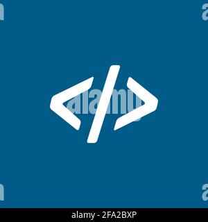 Code Icon On Blue Background. Blue Flat Style Vector Illustration. Stock Vector