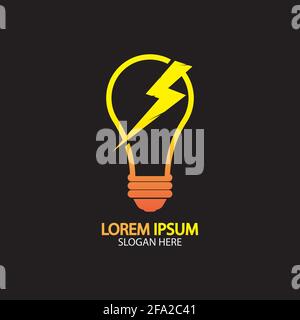 Electric bulb logo and icon Vector design Template. Stock Vector