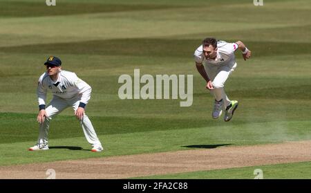 Warwickshire's Danny Briggs in action bowling during Day 3 of the ...