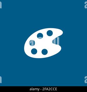 Painting Color Palette Icon On Blue Background. Blue Flat Style Vector Illustration. Stock Vector