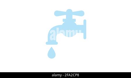 Faucet icon. Vector illustration of water tap with drop Stock Vector