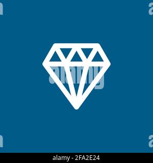 Diamond Icon On Blue Background. Blue Flat Style Vector Illustration. Stock Vector