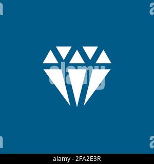 Diamond Icon On Blue Background. Blue Flat Style Vector Illustration. Stock Vector