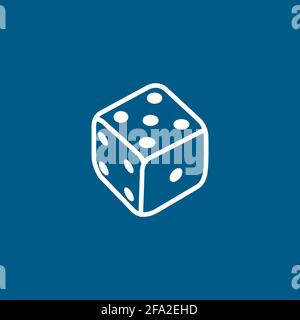 Casino Dice Line Icon On Blue Background. Blue Flat Style Vector Illustration. Stock Vector