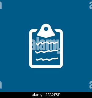 Document Icon On Blue Background. Blue Flat Style Vector Illustration. Stock Vector