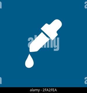 Dropper Icon On Blue Background. Blue Flat Style Vector Illustration. Stock Vector