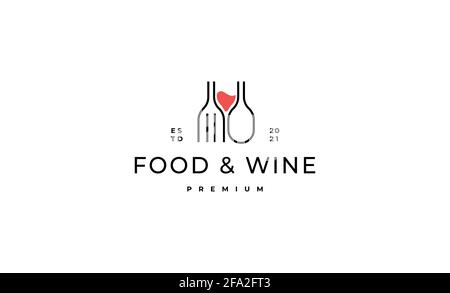 food and wine logo Design vector illustration Stock Vector