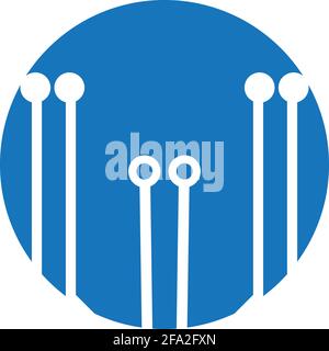circuit board  in the circle icon.technology logo design template symbol icon vector-vector Stock Vector