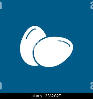 Egg Icon On Blue Background. Blue Flat Style Vector Illustration. Stock Vector