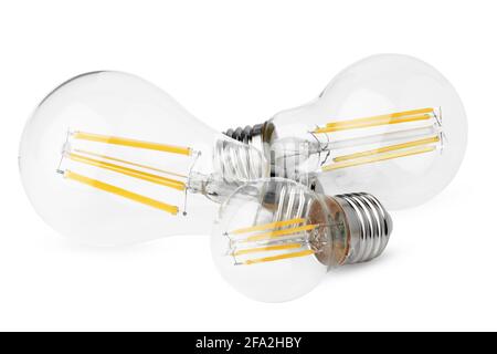 Three light bulbs isolated on white background Stock Photo