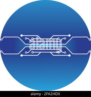 circuit in the circle icon.technology logo design template symbol icon vector-vector Stock Vector