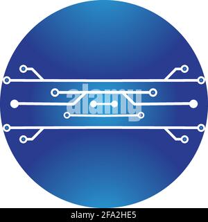 circuit in the circle icon.technology logo design template symbol icon vector-vector Stock Vector