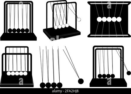 Set of Newton's cradle illustration isolated on white Stock Vector