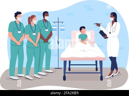 Medical internship 2D vector web banner, poster Stock Vector