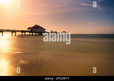 Pier 60 at sunset on a Clearwater Beach in Florida Stock Photo