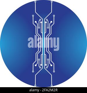 circuit in the circle icon.technology logo design template symbol icon vector-vector Stock Vector