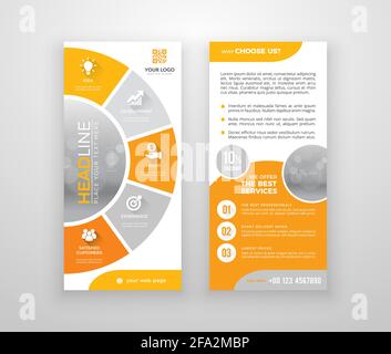 Double-sided DL flyer design. Brochure or flyer template. Layout with modern elements and photo space. Stock Vector