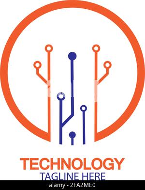 circuit technology logo vector template-vector Stock Vector